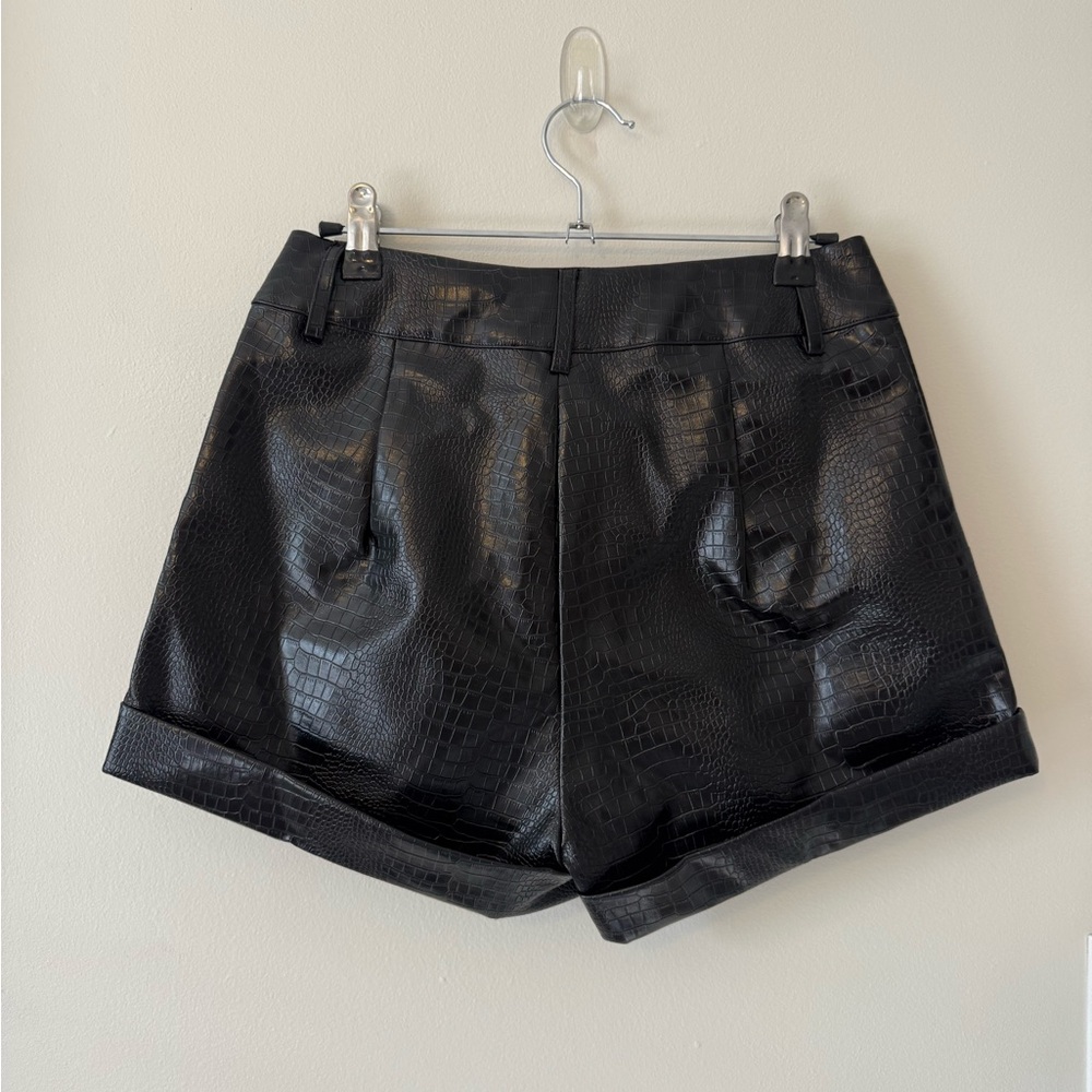 Superdown Black Dominica Python Leather Shorts - image 5